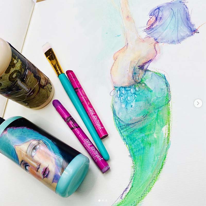 Jane Davenport Aqua Pastels akvarellkritt sett