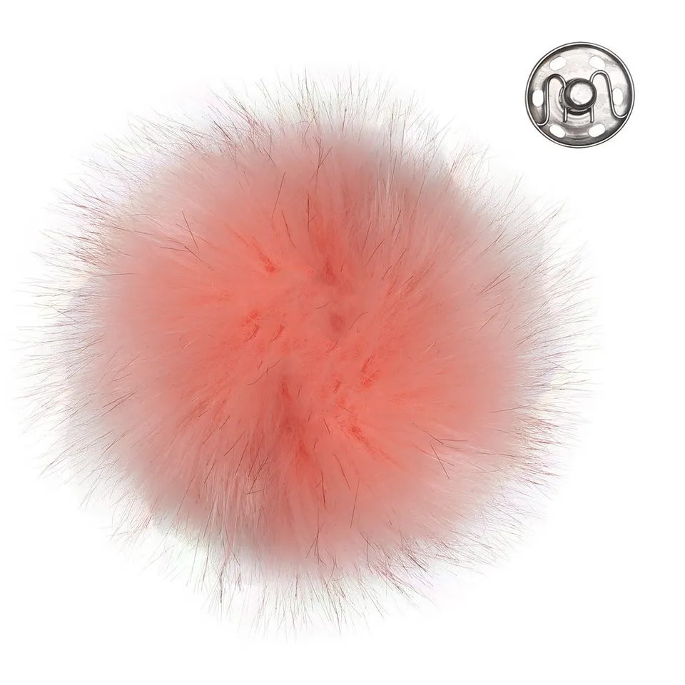 Go Handmade pompon med knapp 10 cm hvit fuskepels