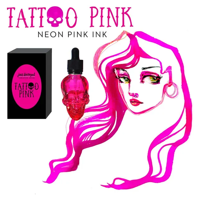 Jane Davenport Tattoo Pink blekk neonrosa 30ml vanntett