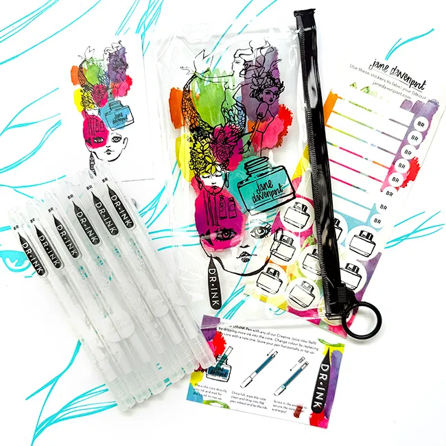 Jane Davenport DR.INK fineliner 6-pakn etterfyllbar tynn spiss