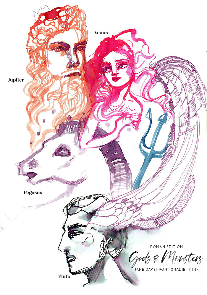 Jane Davenport Gods & Monsters journal- og blekksett Roman