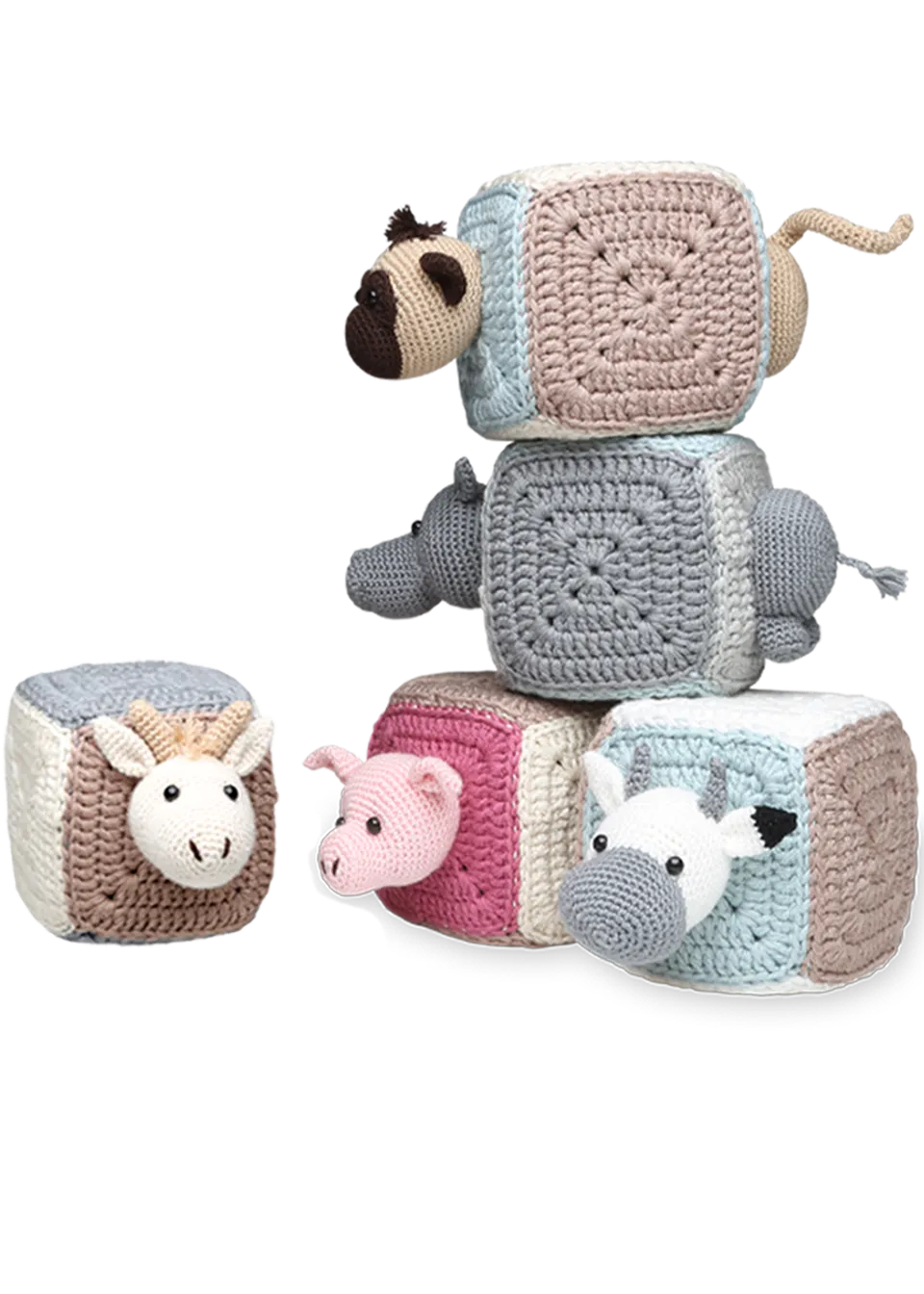 Go Handmade Stabelterninger med dyr hekleoppskrift 8 cm