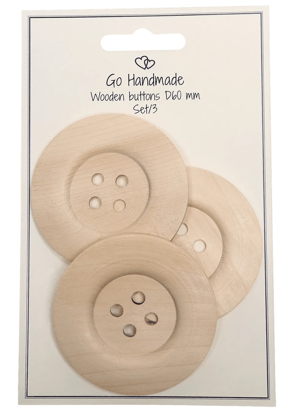 Go Handmade treknapper 60 mm knapper 3 stk tre