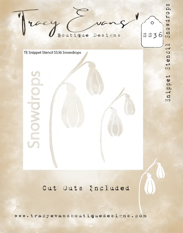 Tracy Evans Design Snippet Stencil SS036 Snowdrops sjablong 10x10 cm