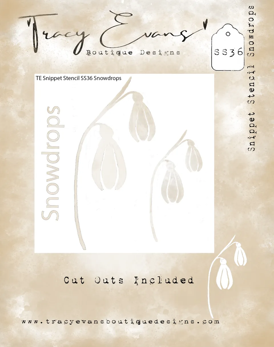 Tracy Evans Design Snippet Stencil SS036 Snowdrops sjablong 10x10 cm