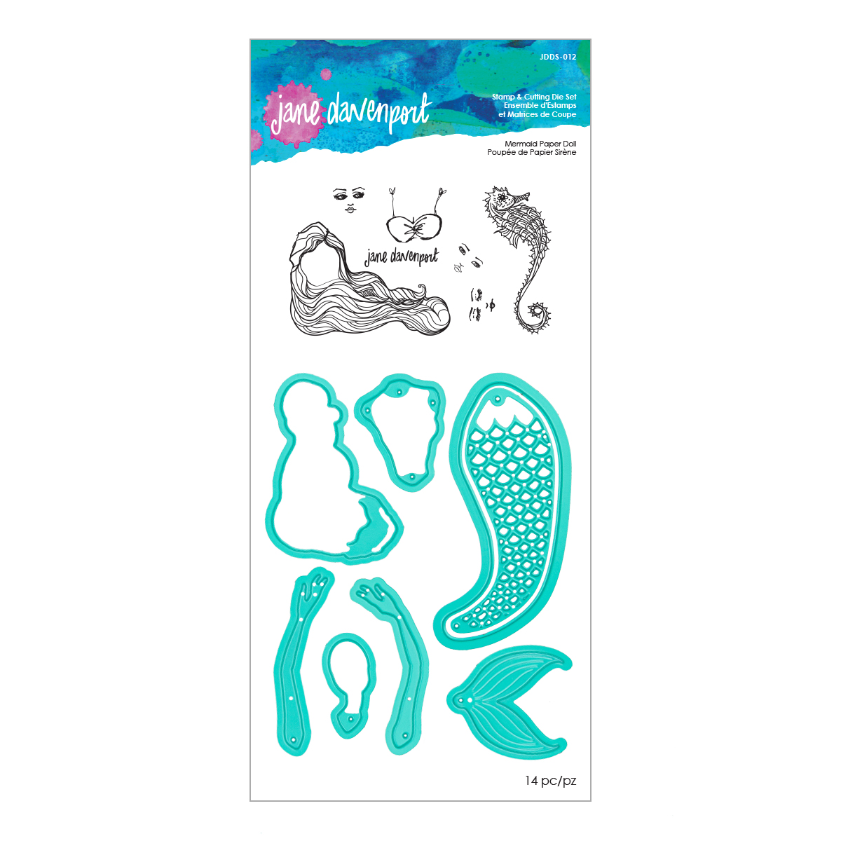 Jane Davenport Mermaid Paper Doll stempel og dies havfrue