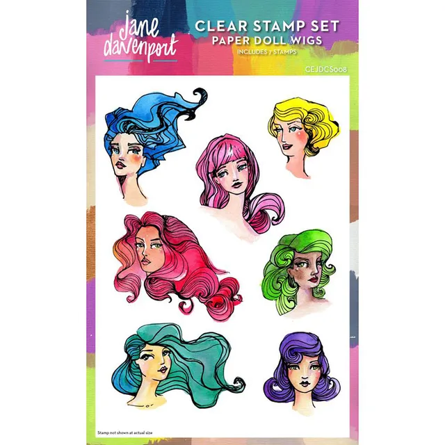 Jane Davenport Paper Doll Wigs stempelsett hår
