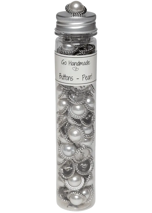 Go Handmade Pearl knapper 21 mm sølv pynteknapper