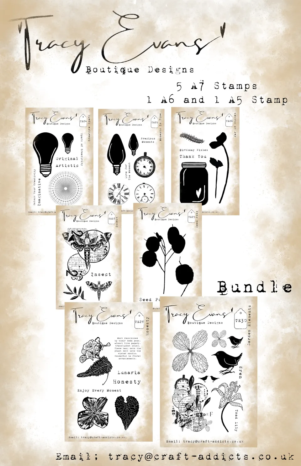 Tracy Evans Design B009 Bundle TE24-TE30 stempelsett 7-pk