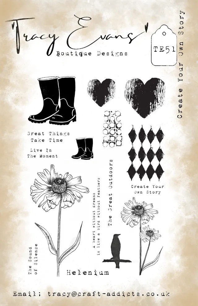Tracy Evans Design TE051 stempelsett A5 blomster