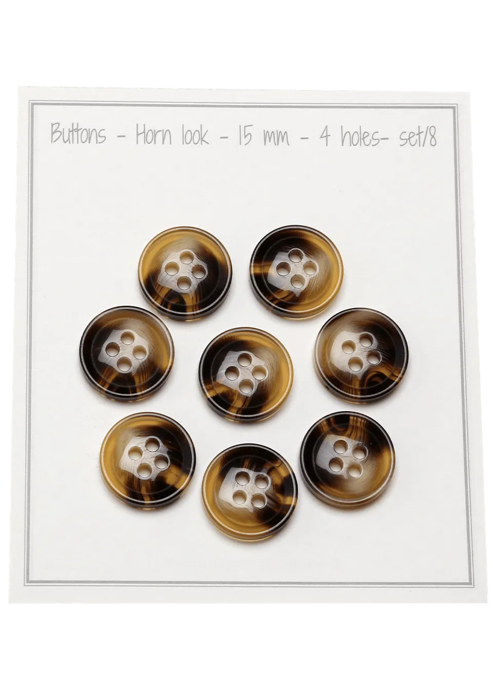 Go Handmade Horn look knapper 15 mm 8 stk marmorert