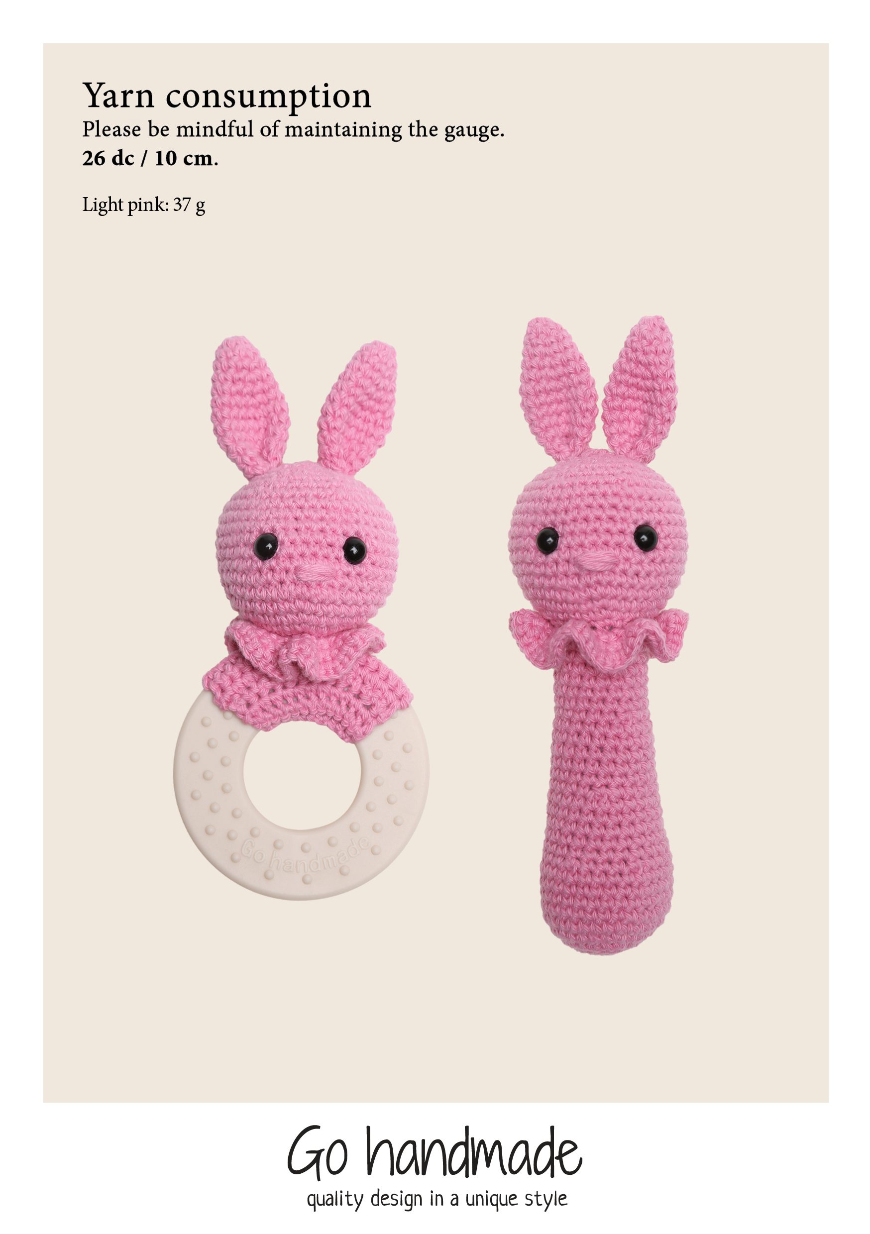Go Handmade Sensory Bunny heklesett kanin lys rosa