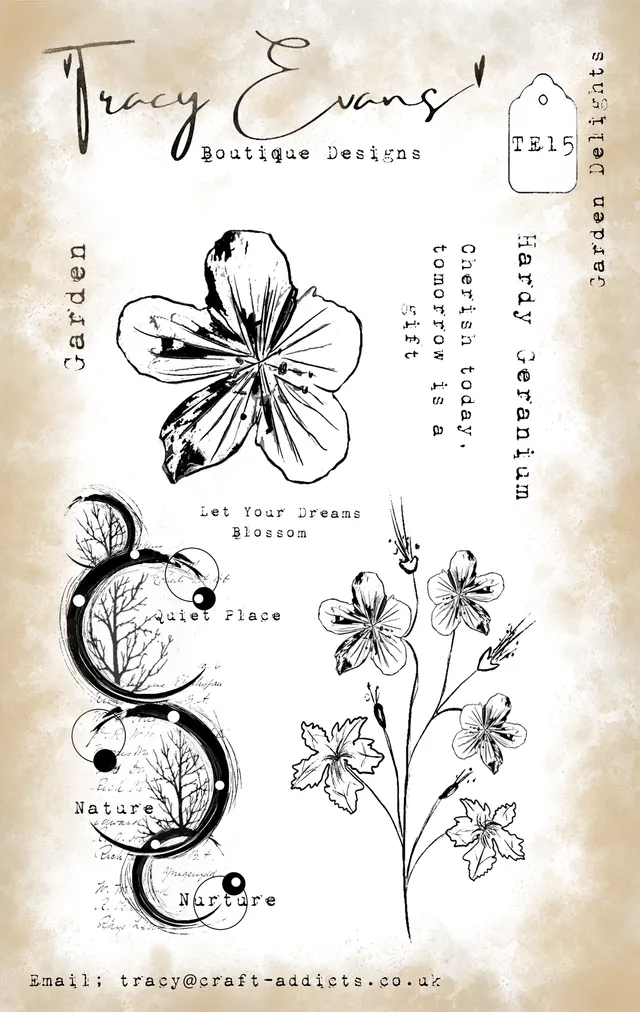 Tracy Evans Design TE015 Garden Delights stempel A6