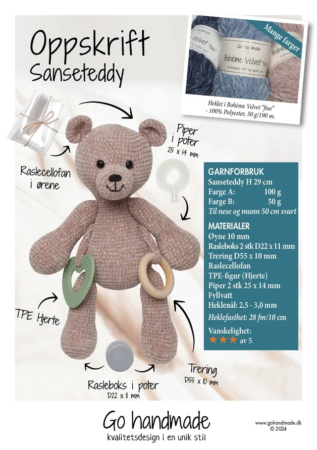 Go Handmade Sanseteddy Bohème Velvet hekleoppskrift
