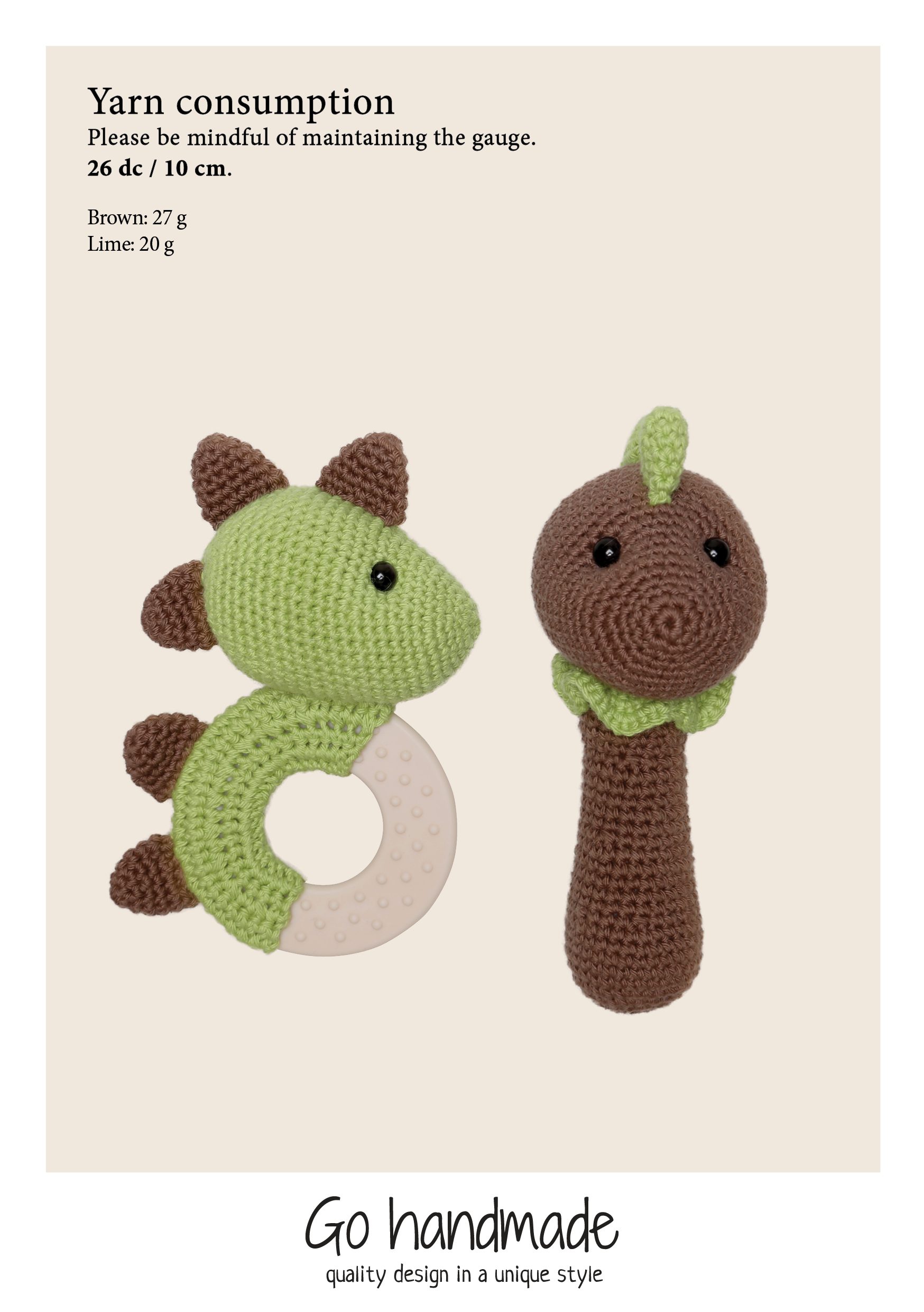 Go Handmade Sensory Dino heklesett bomull