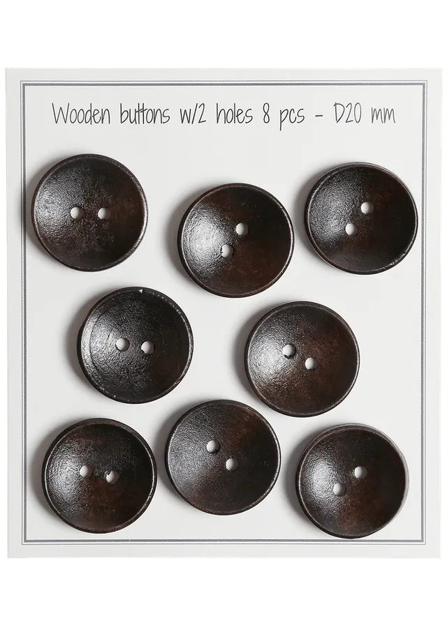 Go Handmade Deep knapp 20 mm brun 8-pk