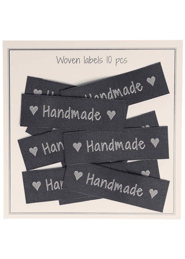 Go Handmade Handmade with Hearts merkelapper grå 10 stk