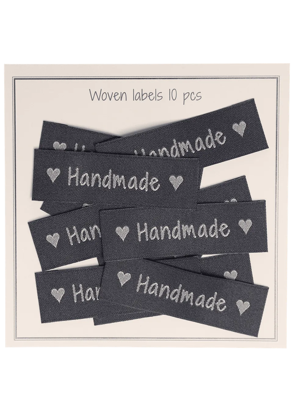 Go Handmade Handmade with Hearts merkelapper grå 10 stk