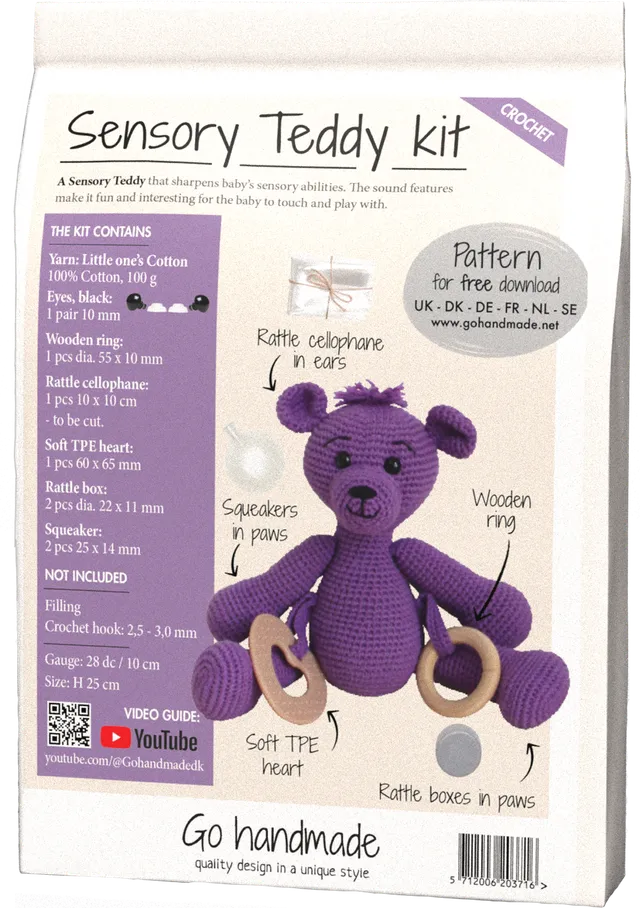 Go Handmade Sanse Teddy heklesett lilla bomull