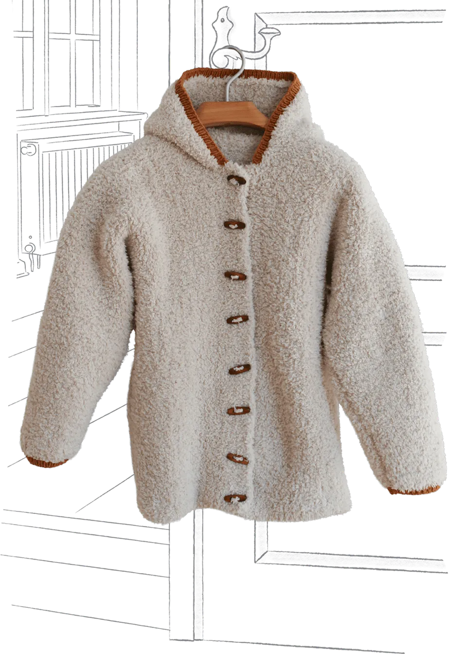 Go Handmade Teddy hettejakke strikkeoppskrift voksen