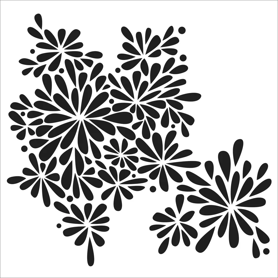 The Crafters Workshop TCW972 Petal Splash sjablong 6x6 blomst