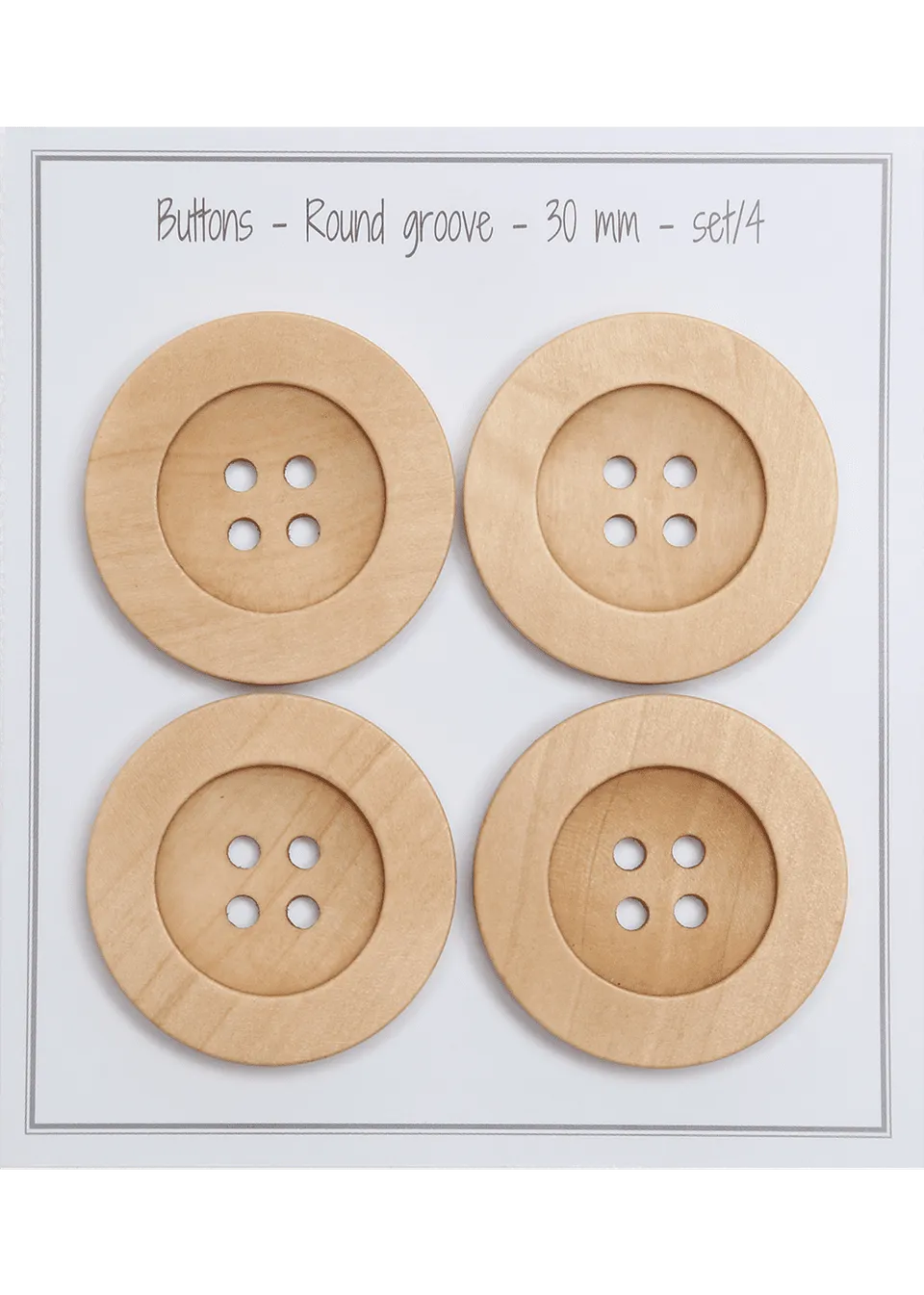 Go Handmade Round Groove treperle D30 mm 4 stk natur