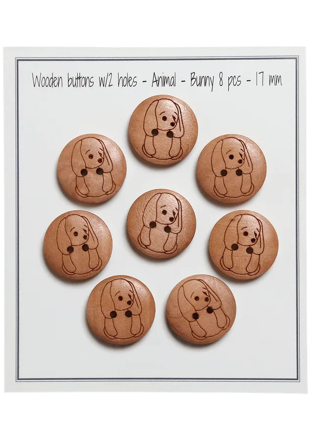 Go Handmade Bunny knapper 17 mm 8 stk barneknapper