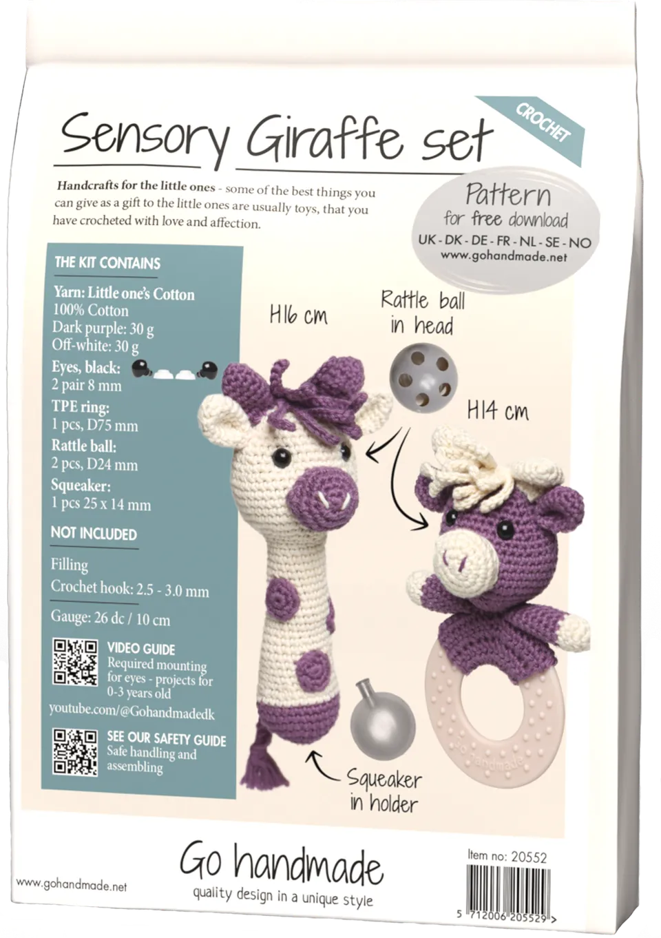 Go Handmade Sensory Giraffe heklesett bomull