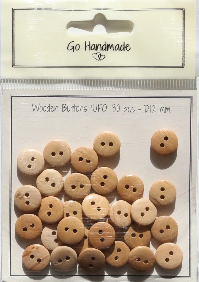 Go Handmade UFO knapper natural 12 mm 30 stk