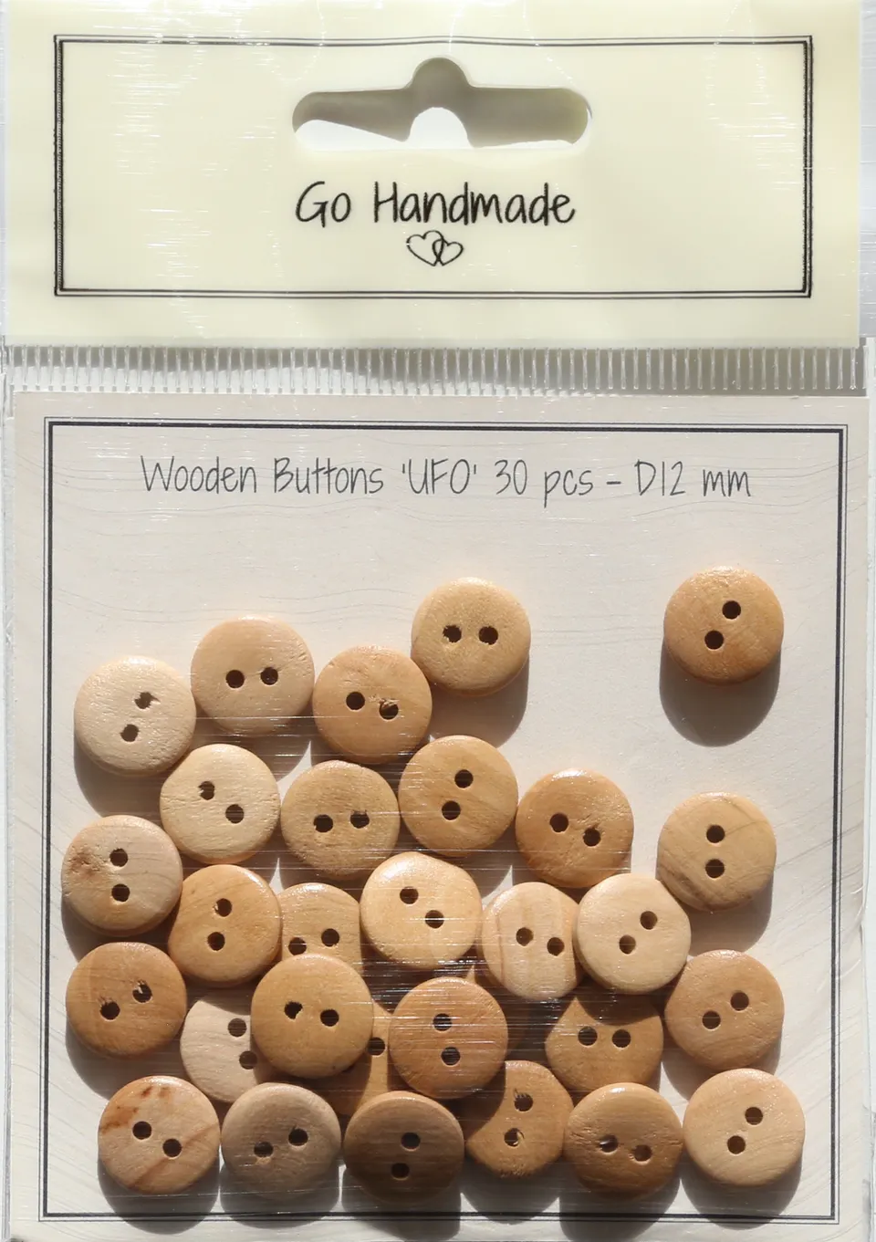 Go Handmade UFO knapper natural 12 mm 30 stk