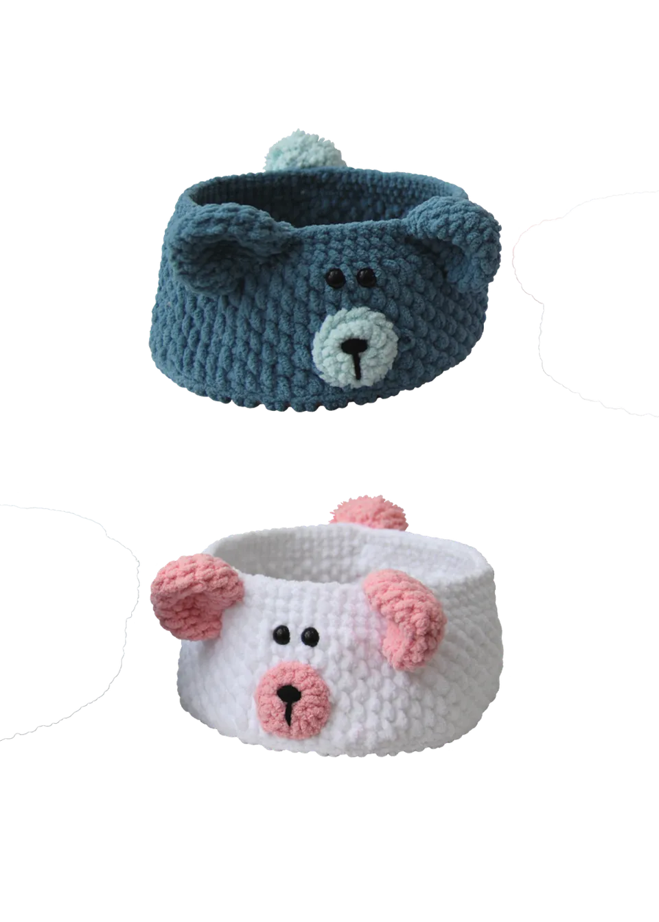 Go Handmade Teddy Basket heklekurv 18cm PU-bunn