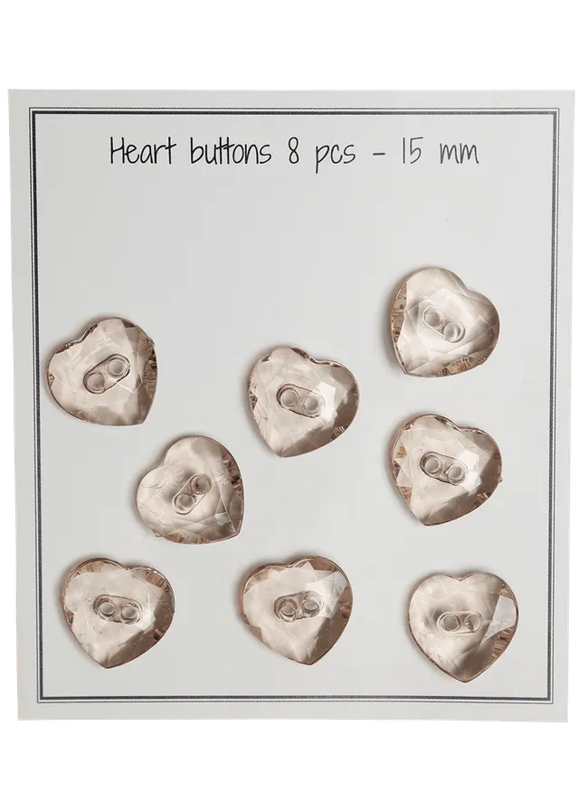 Go Handmade Heart 15 mm hjerteknapper 8 stk mushroom