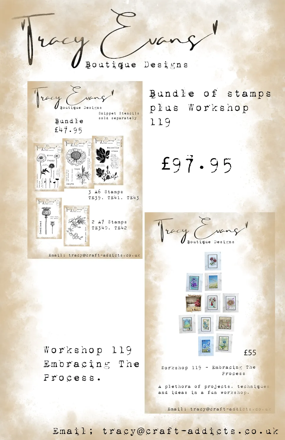 Tracy Evans Design B016 stempelsett TE39-TE43 + workshop