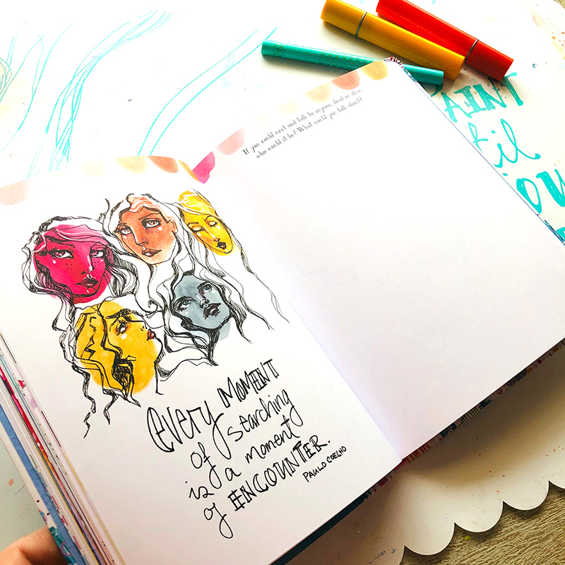 Jane Davenport Imagine Out Loud journal skrivebok med spørsmål