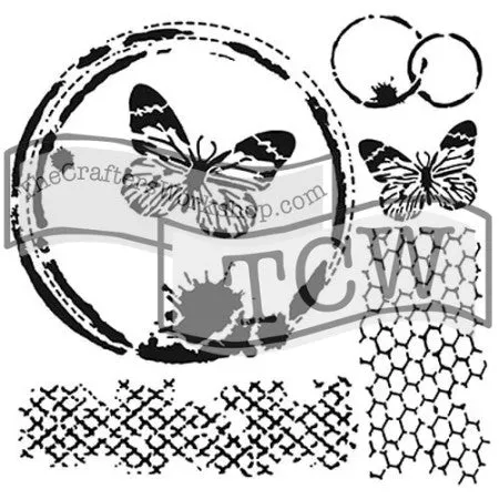 The Crafters Workshop TCW554 Butterfly Collage sjablong 6x6 plast