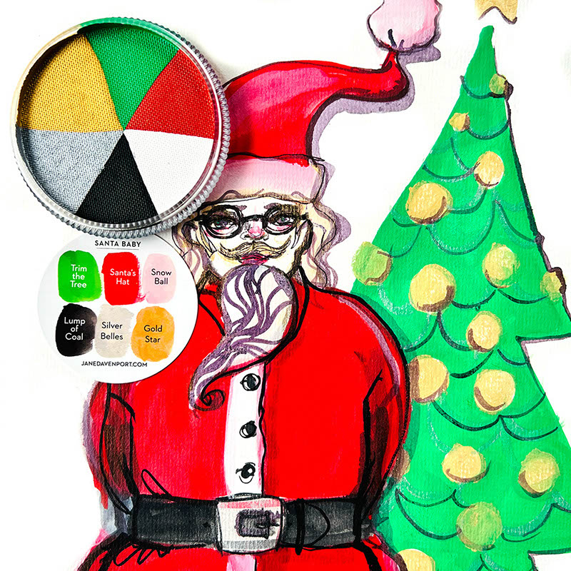 Jane Davenport Santa Baby Layercake akvarellpalett julefarger