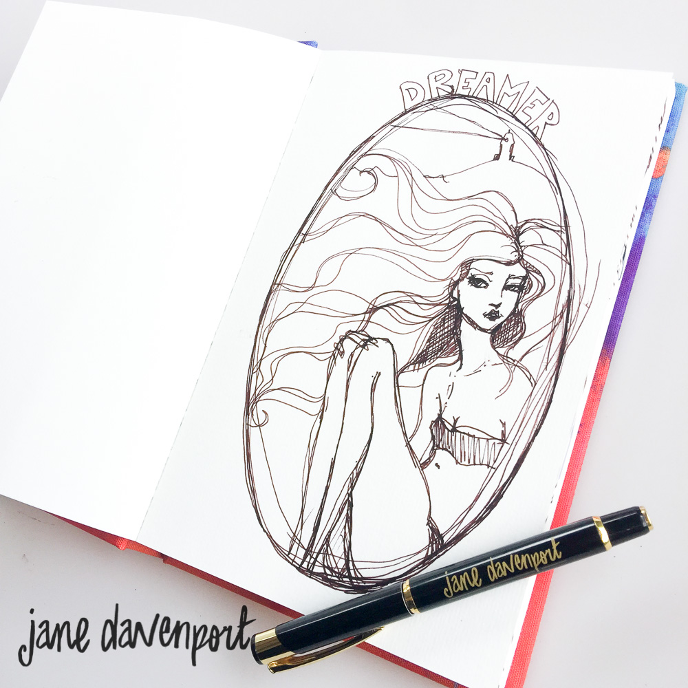 Jane Davenport A5 akvarellbok art journal bæreformat