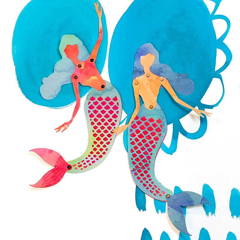 Jane Davenport Mermaid Paper Doll stempel og dies havfrue