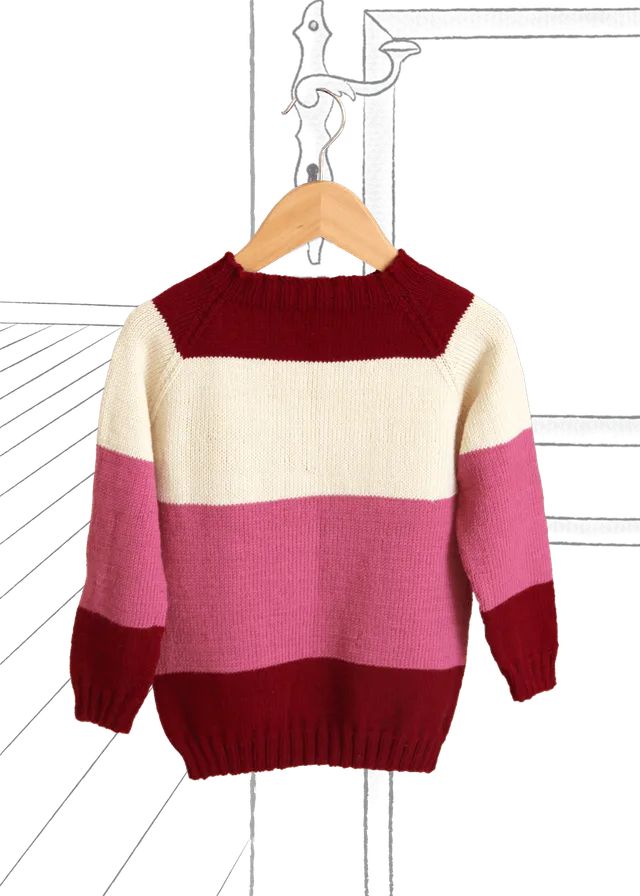 Go Handmade Stripe Raglan strikkeoppskrift jente 1-12 år