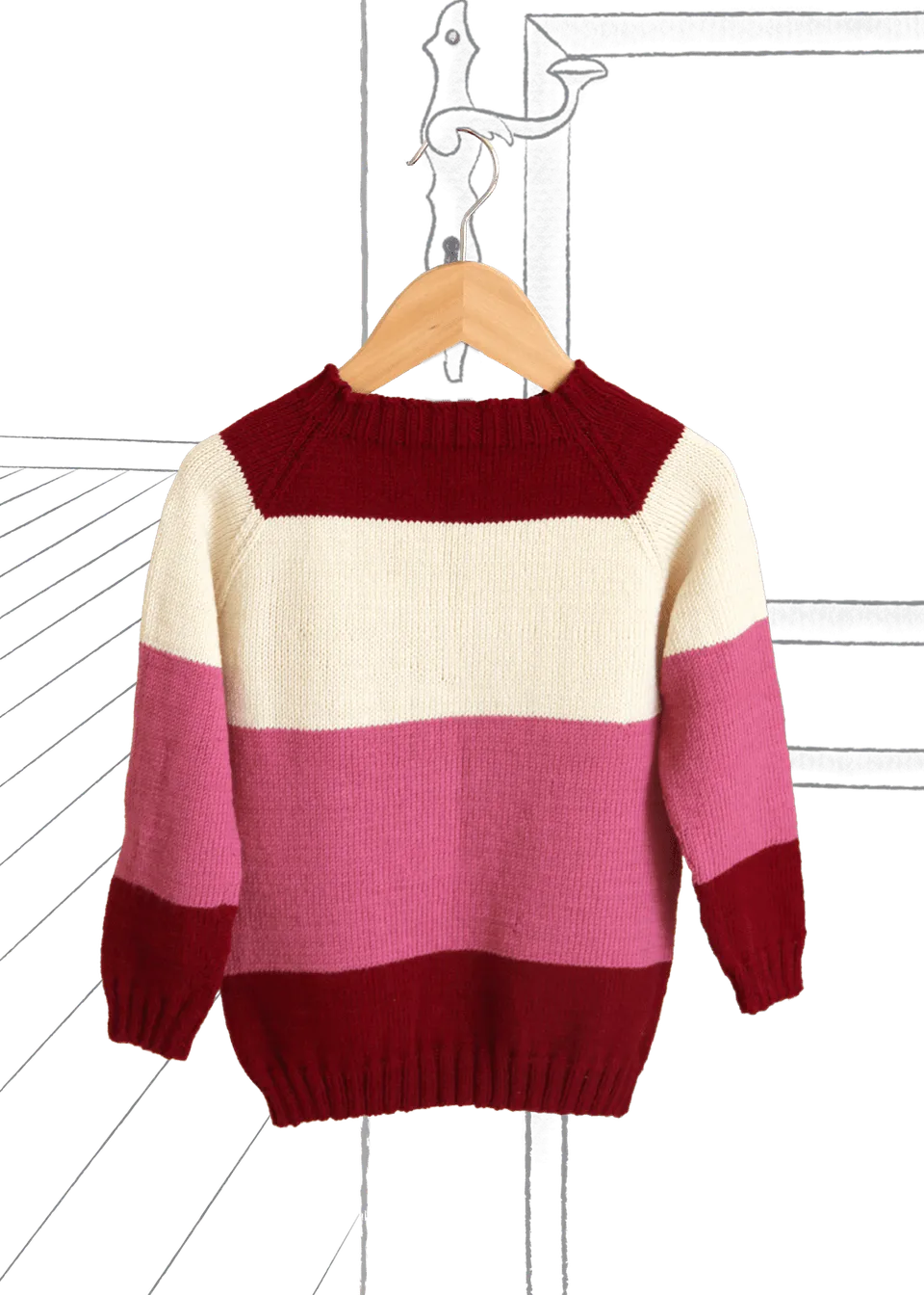 Go Handmade Stripe Raglan strikkeoppskrift jente 1-12 år