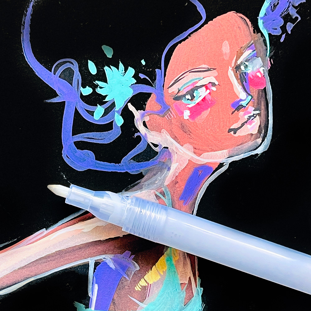 Jane Davenport PinPoint paint pen 3-pk hvit fin