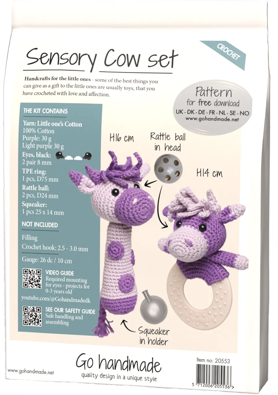Go Handmade Sensory Cow heklesett sanseleke ku