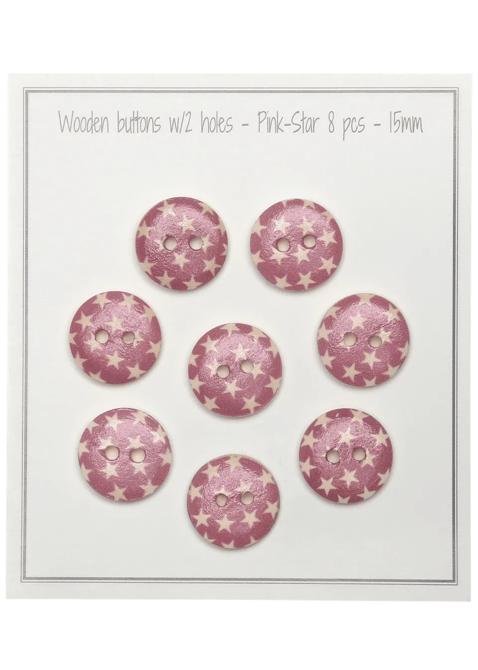 Go Handmade Pink-Star knapper 15 mm 8 stk rosa