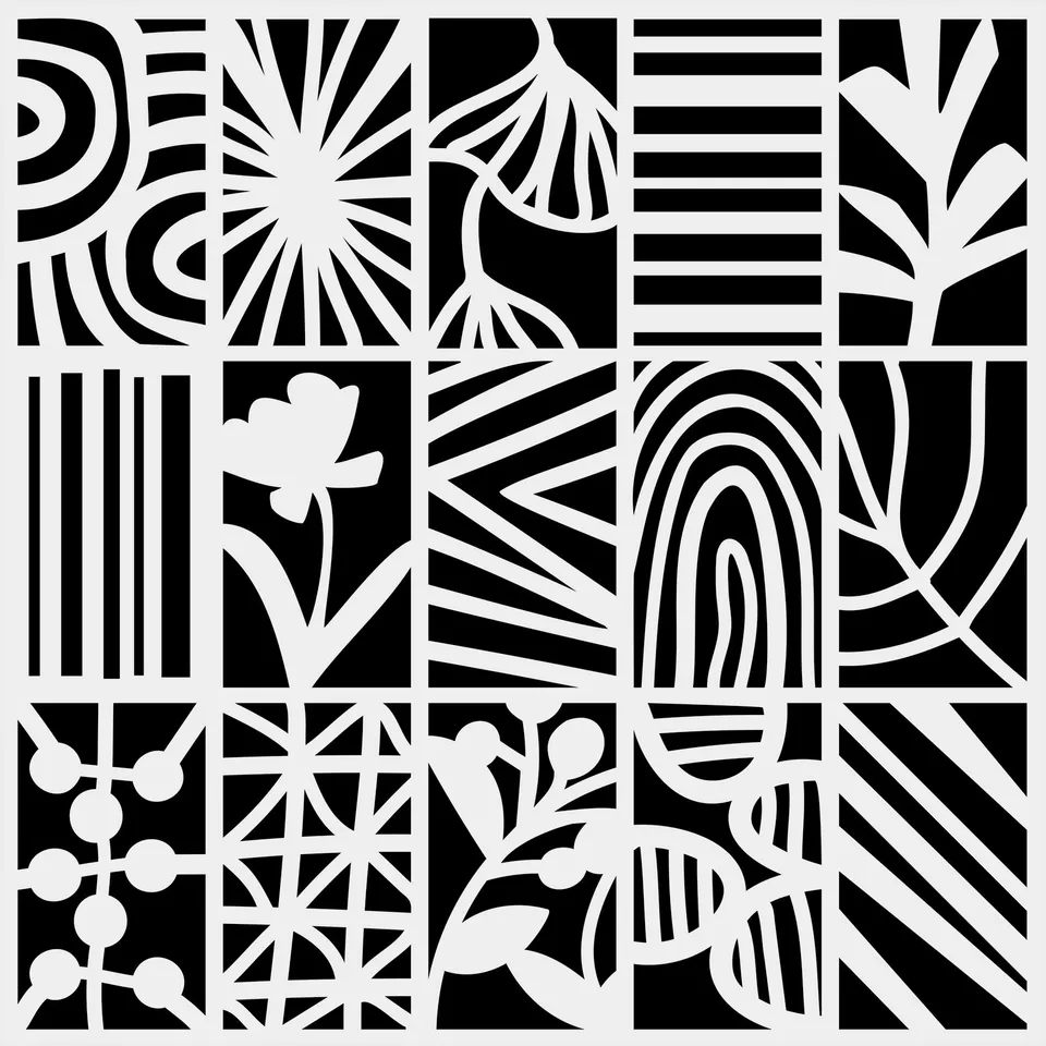 The Crafters Workshop TCW1075 Botanical sjablong 6x6 rektangler