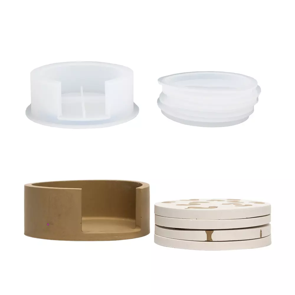 Jesmonite AC100 mini kit 4 runde coasters støpesett