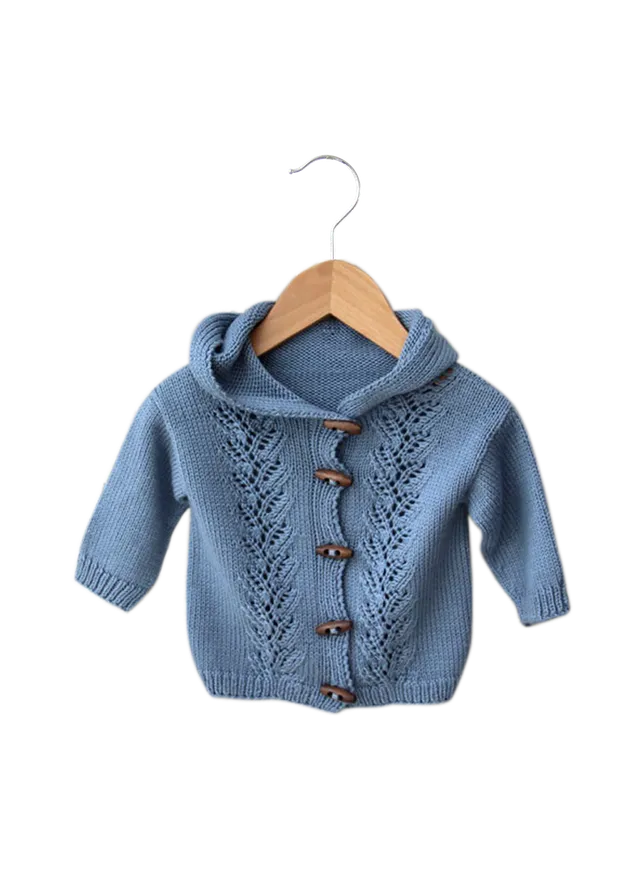 Go Handmade Lace hettegenser strikkeoppskrift 3-6 mnd