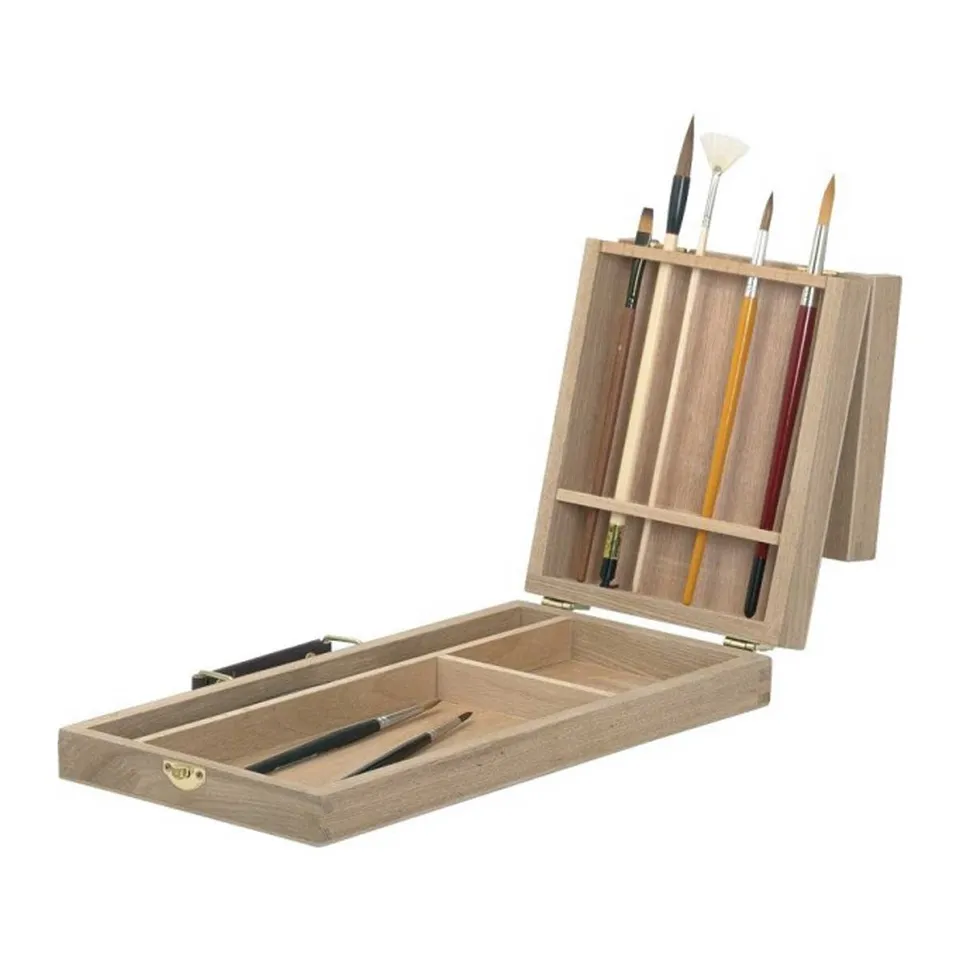 KEM penselkoffert bøketre 33x16x5cm messingbeslag