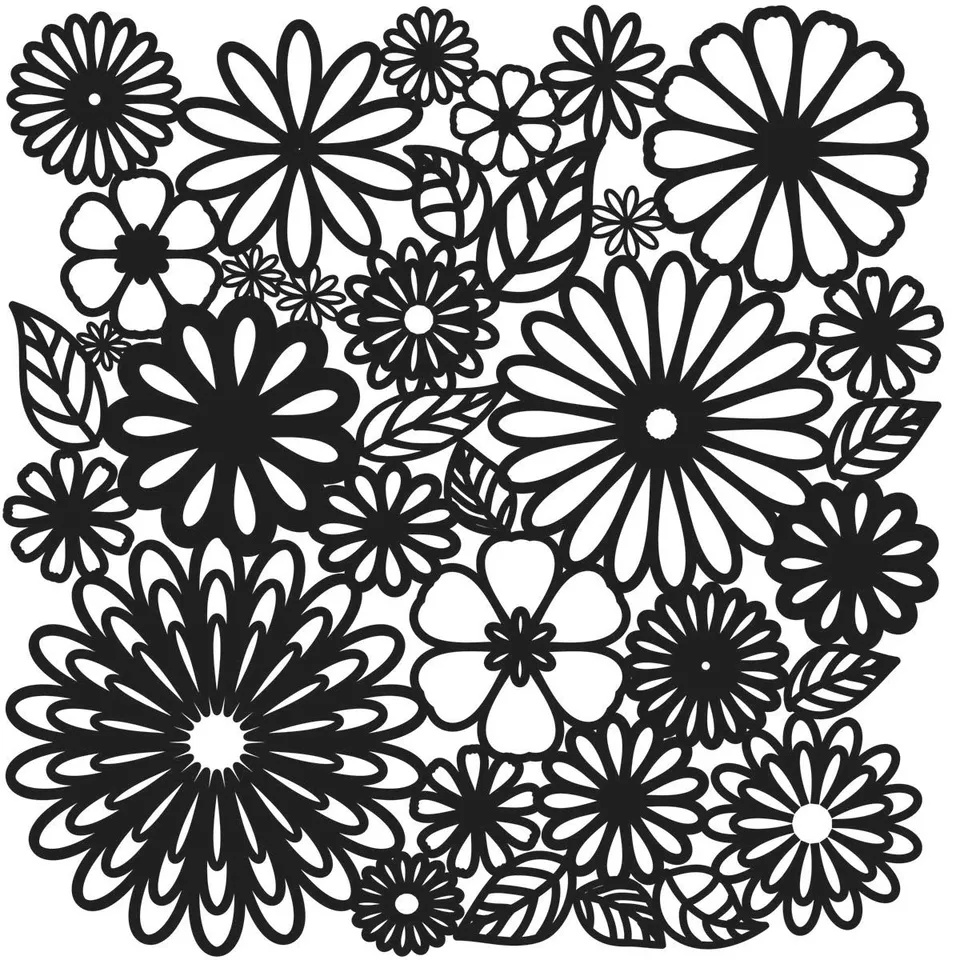 The Crafters Workshop TCW157 Flower Frenzy sjablong 6x6 plast