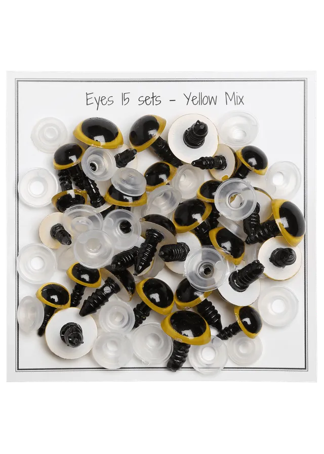 Go Handmade gule sikkerhetsøyne mix 10/12/14 mm 15 par