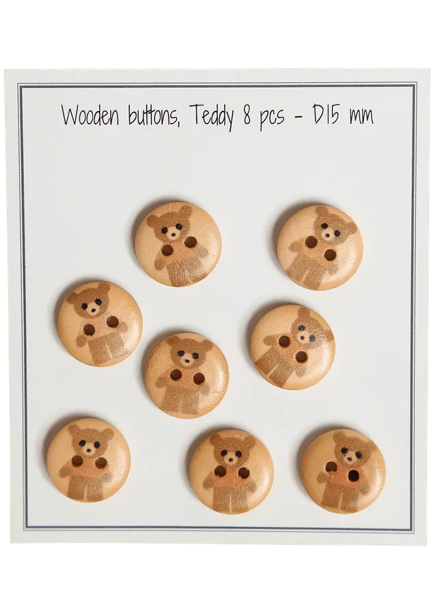 Go Handmade Teddy knapper 15 mm beige 8 stk